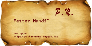 Petter Manó névjegykártya